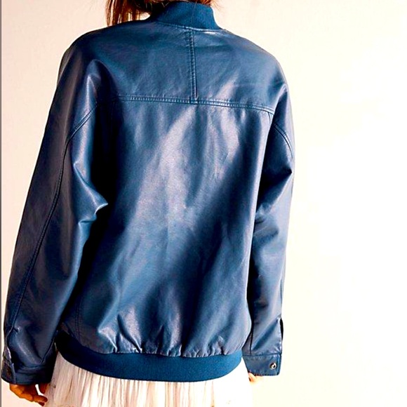 FREE PEOPLE VEGAN LEATHER JACKET💙💙 - Picture 4 of 4